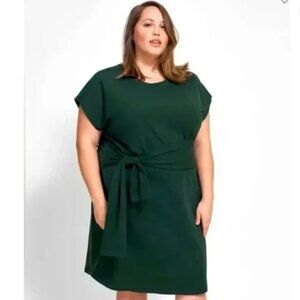 Universal Standard Misa Cotton Tie Front T-Shirt Dress Green - 18-20